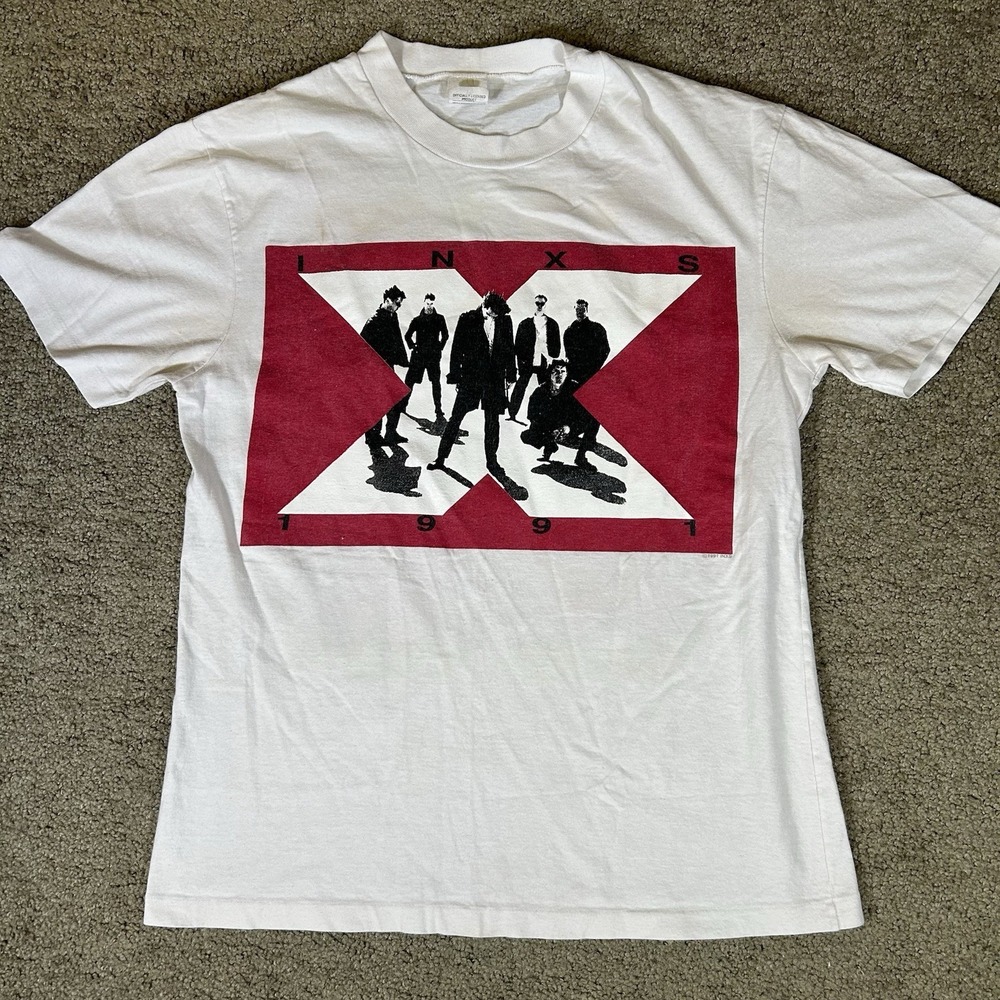 INXS 1991 Band Tee Concert Shirt 90s North American Tour The X Factor Size M USA